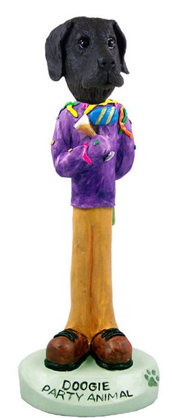 Black Great Dane Uncropped Ears Party Animal Doogie Collectible Dog Figurine
