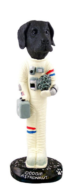 Black Great Dane Uncropped Ears Astronaut Doogie Collectible Dog Figurine