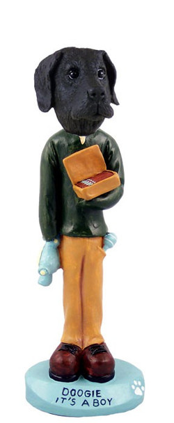 Black Great Dane Uncropped Ears It's a Boy Doogie Collectible Dog Figurine
