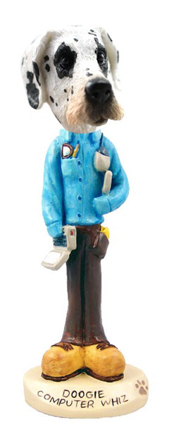 Great Dane (Harelquin Uncropped Ears) Computer Whiz Doogie Collectible Dog Figurine