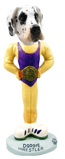 Great Dane (Harelquin Uncropped Ears) Wrestler Doogie Collectible Dog Figurine