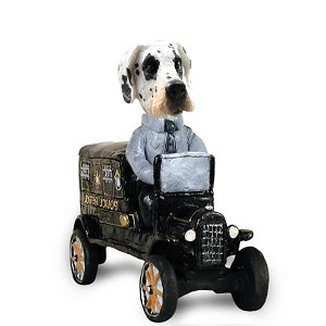 Great Dane (Harelquin Uncropped Ears) Paddy Wagon Doogie Collectible Dog Figurine