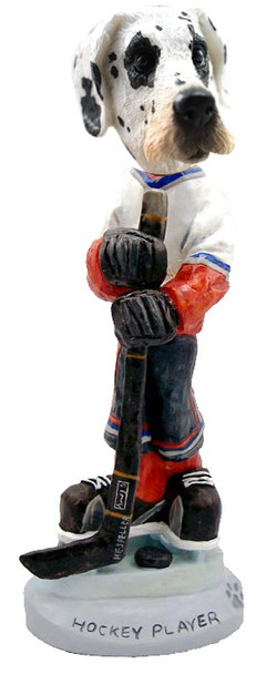 Great Dane (Harelquin Uncropped Ears) Hockey Player Doogie Collectible Dog Figurine