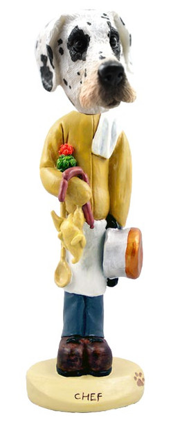 Great Dane (Harelquin Uncropped Ears) Chef Doogie Collectible Dog Figurine