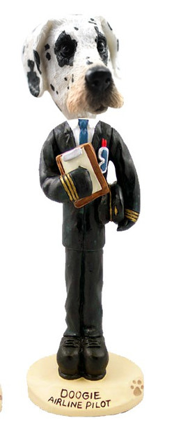Great Dane (Harelquin Uncropped Ears) Airline Pilot Doogie Collectible Dog Figurine
