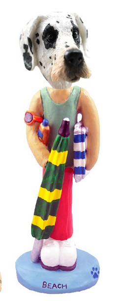Great Dane (Harelquin Uncropped Ears) Beach Doogie Collectible Dog Figurine