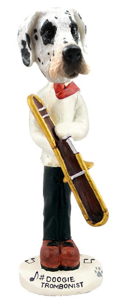 Great Dane (Harelquin Uncropped Ears) Trombonist Doogie Collectible Dog Figurine