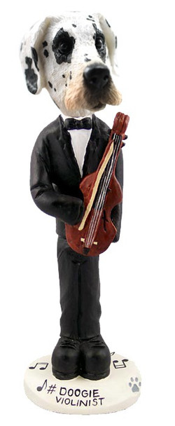 Great Dane (Harelquin Uncropped Ears) Violinist Doogie Collectible Dog Figurine