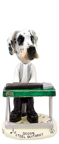 Great Dane (Harelquin Uncropped Ears) Steel Guitarist Doogie Collectible Dog Figurine