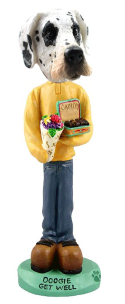 Great Dane (Harelquin Uncropped Ears) Get Well Doogie Collectible Dog Figurine