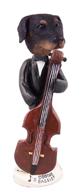Black Doberman Pinscher Uncropped Ears Bassist Doogie Collectible Dog Figurine