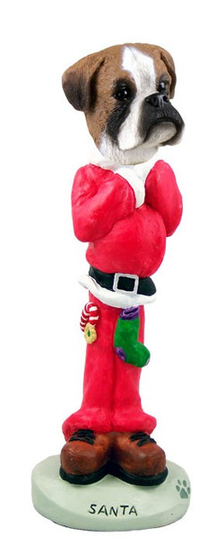 Boxer (Uncropped Ears) Santa Doogie Collectible Dog Figurine
