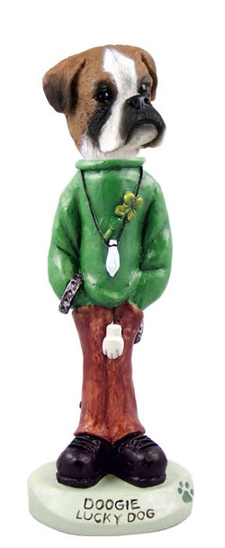 Boxer (Uncropped Ears) Lucky Doogie Collectible Dog Figurine