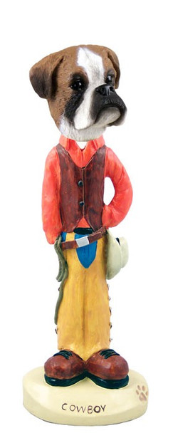 Boxer (Uncropped Ears) Cowboy Doogie Collectible Dog Figurine