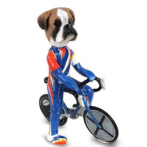 Boxer (Uncropped Ears) Bicycle Doogie Collectible Dog Figurine