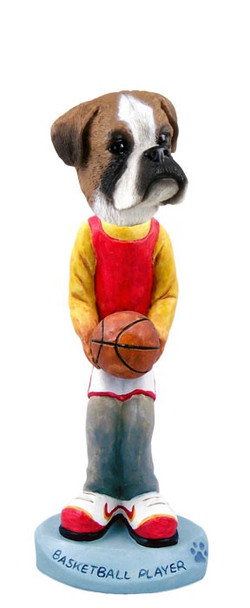 Boxer (Uncropped Ears) Basketball Doogie Collectible Dog Figurine