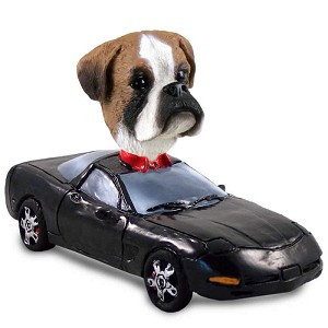Boxer (Uncropped Ears) Sports Car Doogie Collectible Dog Figurine