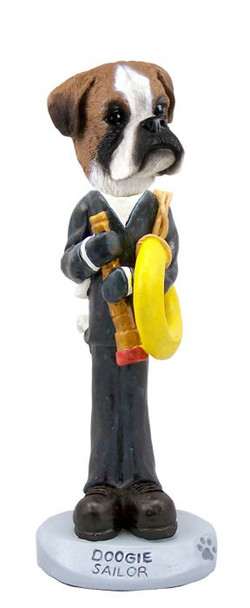 Boxer (Uncropped Ears) Sailor Doogie Collectible Dog Figurine