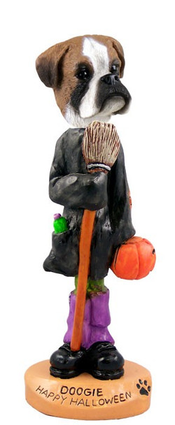 Boxer (Uncropped Ears) Happy Halloween Doogie Collectible Dog Figurine