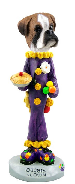 Boxer (Uncropped Ears) Clown Doogie Collectible Dog Figurine