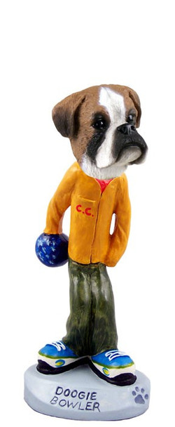 Boxer (Uncropped Ears) Bowler Doogie Collectible Dog Figurine