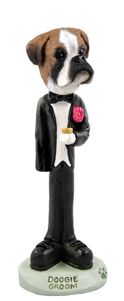 Boxer (Uncropped Ears) Groom Doogie Collectible Dog Figurine