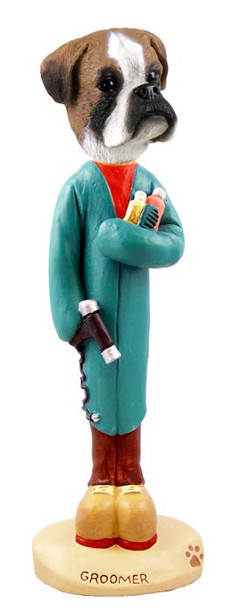 Boxer (Uncropped Ears) Groomer Doogie Collectible Dog Figurine