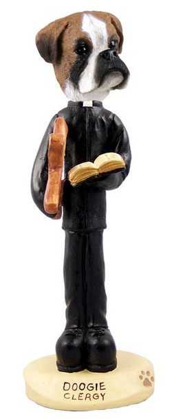 Boxer (Uncropped Ears) Clergy Doogie Collectible Dog Figurine