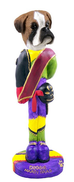 Boxer (Uncropped Ears) Mardi Gras Doogie Collectible Dog Figurine