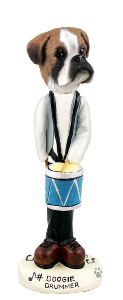 Boxer (Uncropped Ears) Drummer Doogie Collectible Dog Figurine