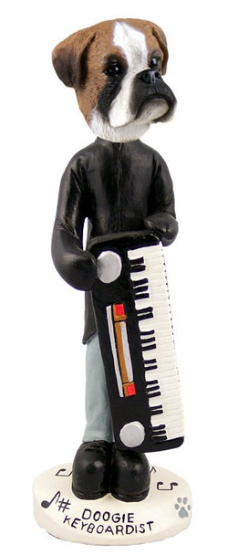 Boxer (Uncropped Ears) Keyboardist Doogie Collectible Dog Figurine