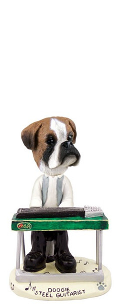 Boxer (Uncropped Ears) Steel Guitarist Doogie Collectible Dog Figurine
