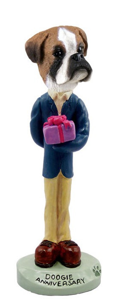 Boxer (Uncropped Ears) Anniversary Doogie Collectible Dog Figurine