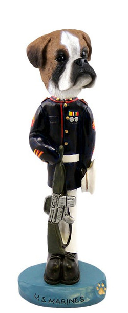 Boxer (Uncropped Ears) U S Marines Doogie Collectible Dog Figurine