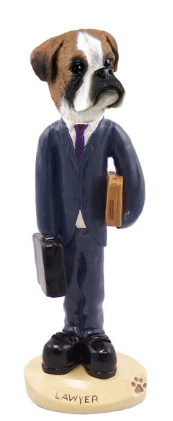 Boxer (Uncropped Ears) Lawyer Doogie Collectible Dog Figurine