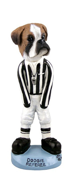 Boxer (Uncropped Ears) Referee Doogie Collectible Dog Figurine