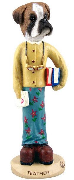 Boxer (Uncropped Ears) Female Teacher Doogie Collectible Dog Figurine