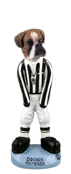 Brindle Boxer Uncropped Ears Referee Doogie Collectible Dog Figurine