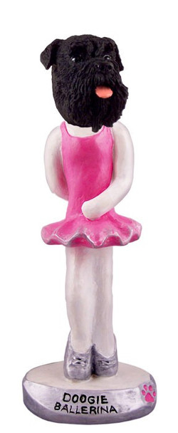 Black Schnauzer Uncropped Ears Ballerina Doogie Collectible Dog Figurine