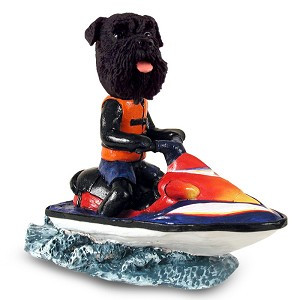 Black Schnauzer Uncropped Ears Jet Ski Doogie Collectible Dog Figurine