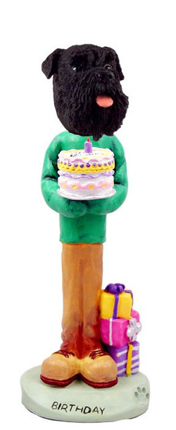 Black Schnauzer Uncropped Ears Birthday Doogie Collectible Dog Figurine