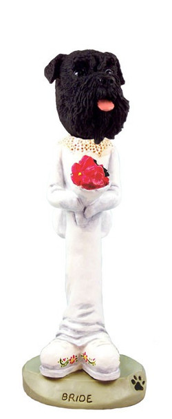 Black Schnauzer Uncropped Ears Bride Doogie Collectible Dog Figurine