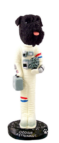 Black Schnauzer Uncropped Ears Astronaut Doogie Collectible Dog Figurine