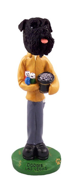 Black Schnauzer Uncropped Ears Las Vegas Doogie Collectible Dog Figurine