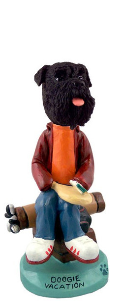 Black Schnauzer Uncropped Ears Vacation Doogie Collectible Dog Figurine