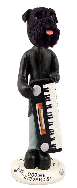 Black Schnauzer Uncropped Ears Keyboardist Doogie Collectible Dog Figurine