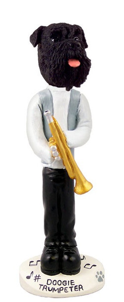 Black Schnauzer Uncropped Ears Trumpeter Doogie Collectible Dog Figurine