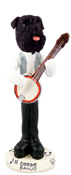 Black Schnauzer Uncropped Ears Banjo Doogie Collectible Dog Figurine