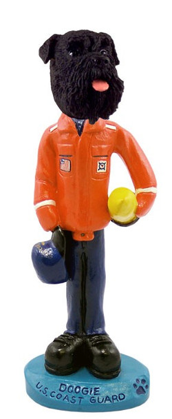 Black Schnauzer Uncropped Ears U S Coast Guard Doogie Collectible Dog Figurine