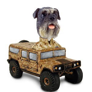 Gray Schnauzer Uncropped Ears Hummer Doogie Collectible Dog Figurine